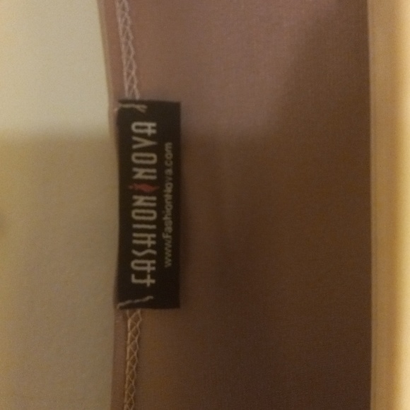 Fashion Nova Nude Long Open Sleeve Deep Plunging Body Suit - Picture 6 of 9